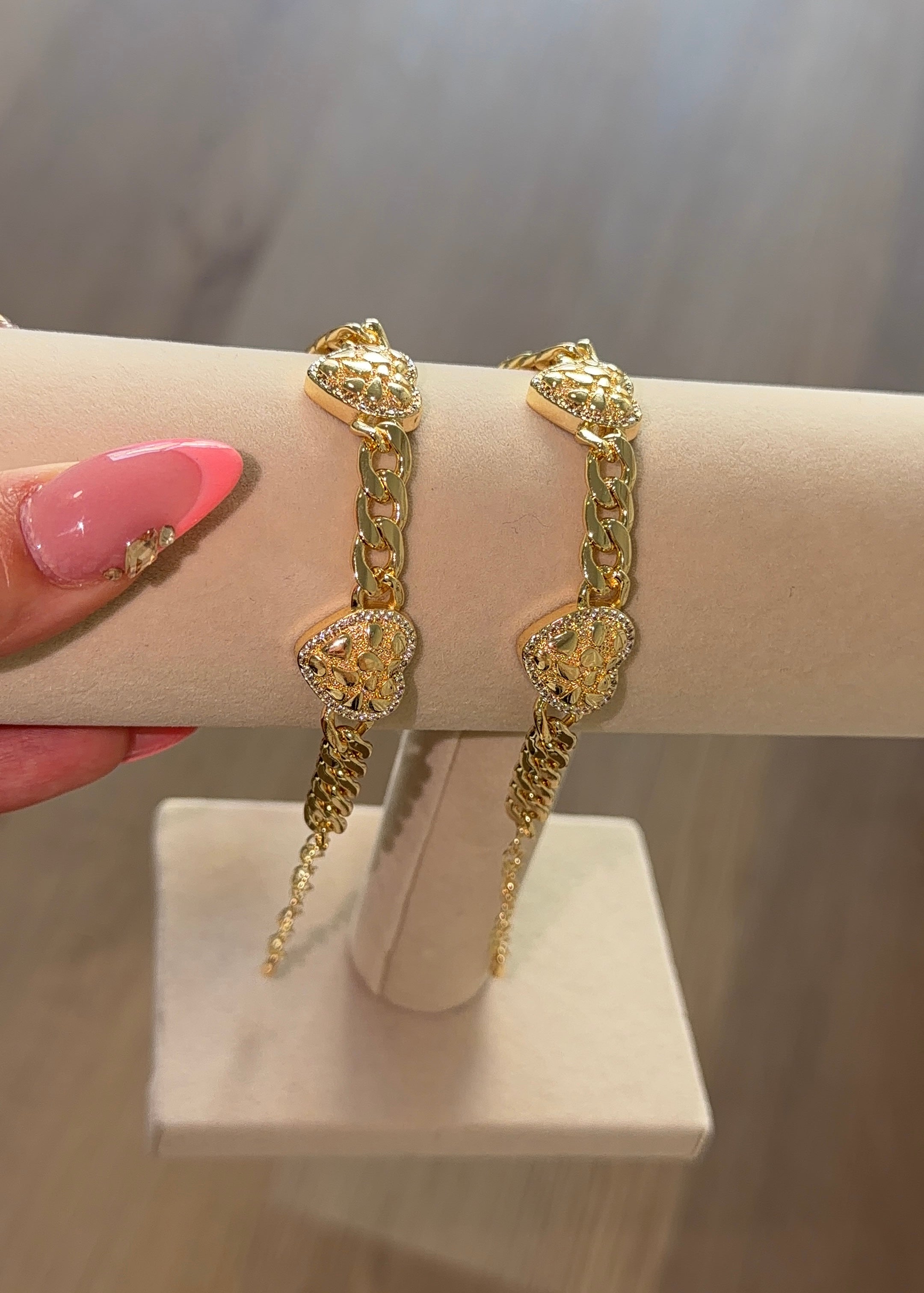 NUGGET BLINGY HRT CUBAN BRACELET
