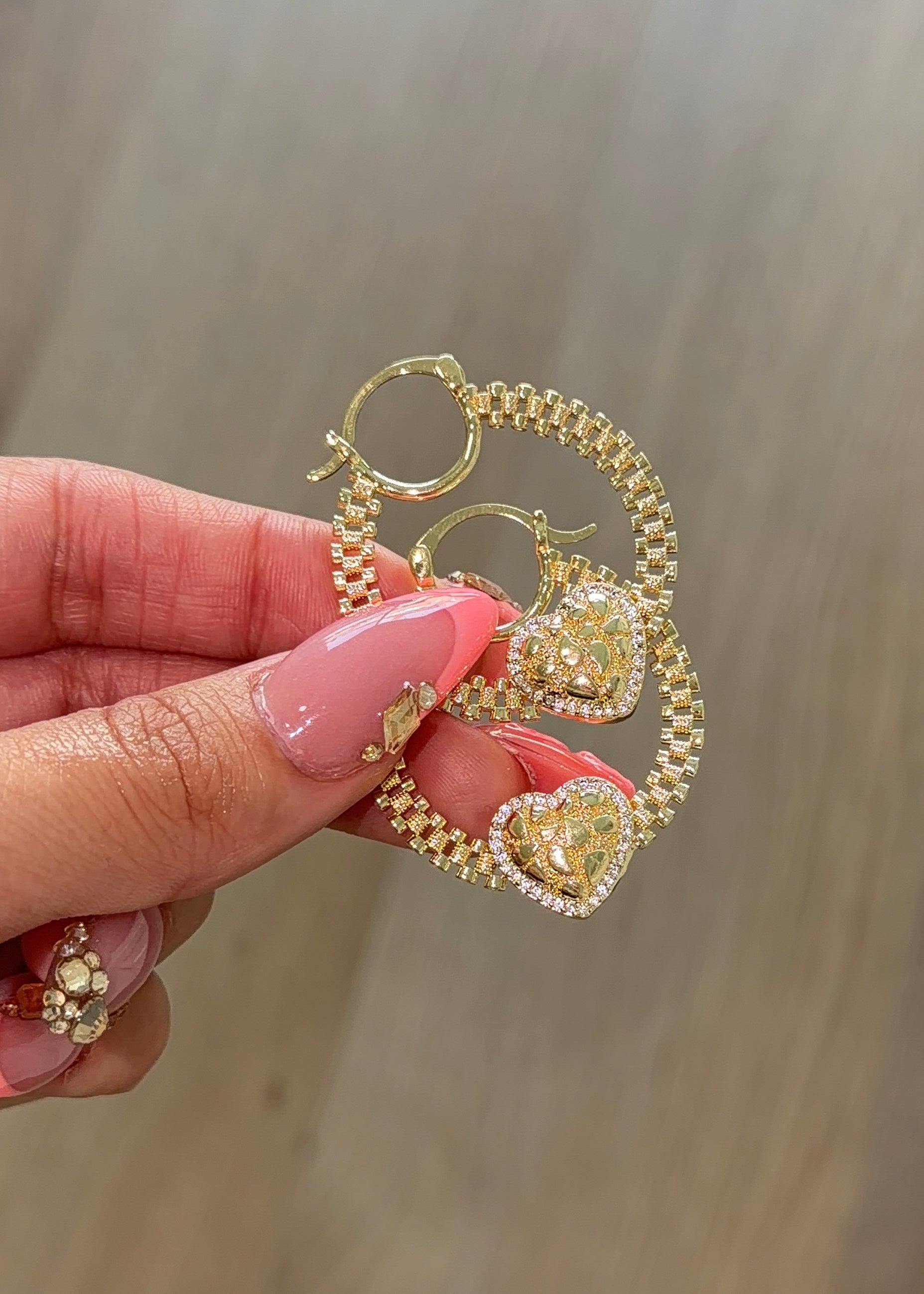 NUGGET BLING HRT ROLLIE HOOPS