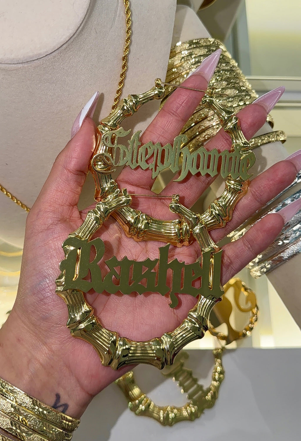 CUSTOM NAME BAMBOO EARRINGS