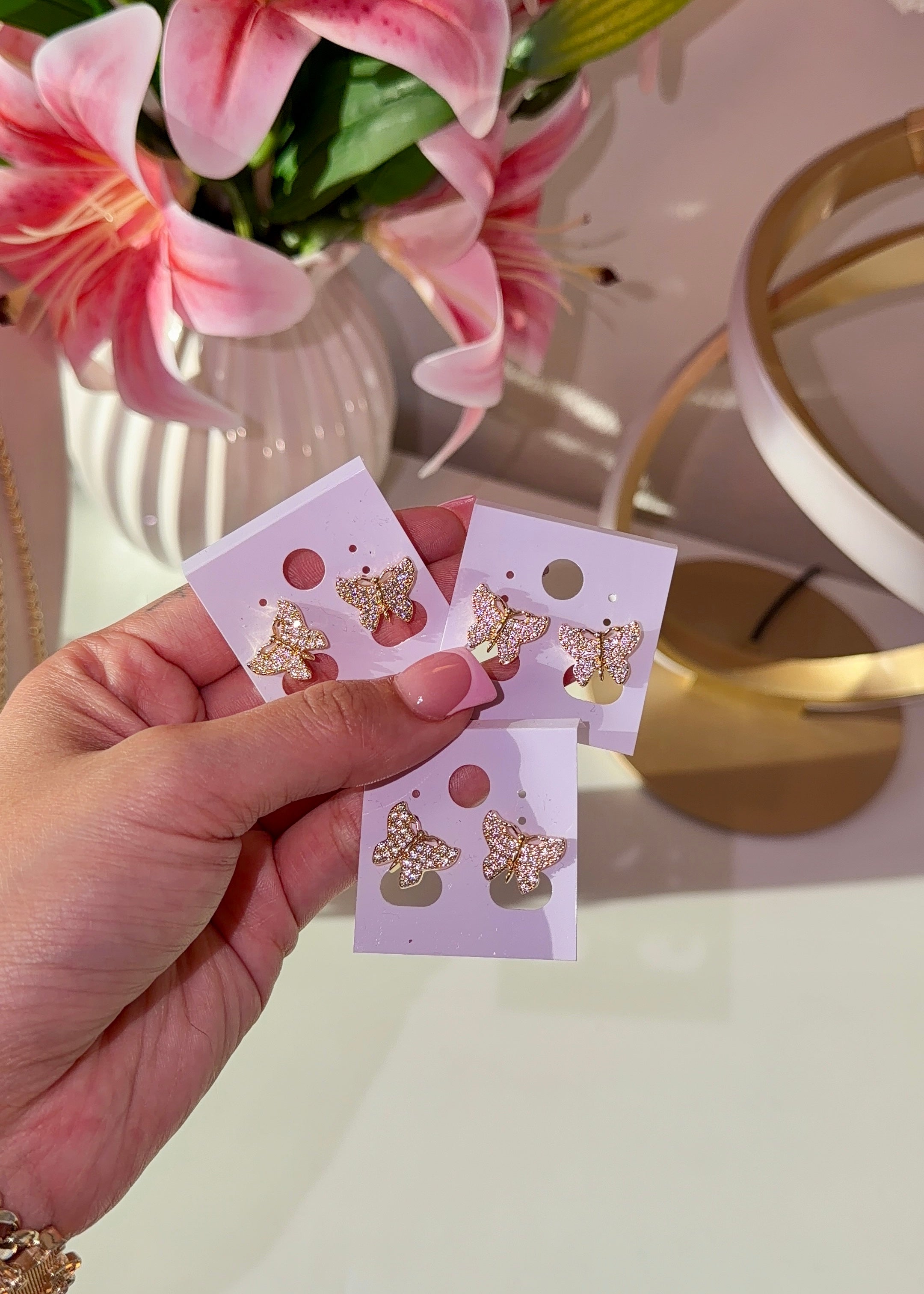 BLING BUTTERFLY STUDS